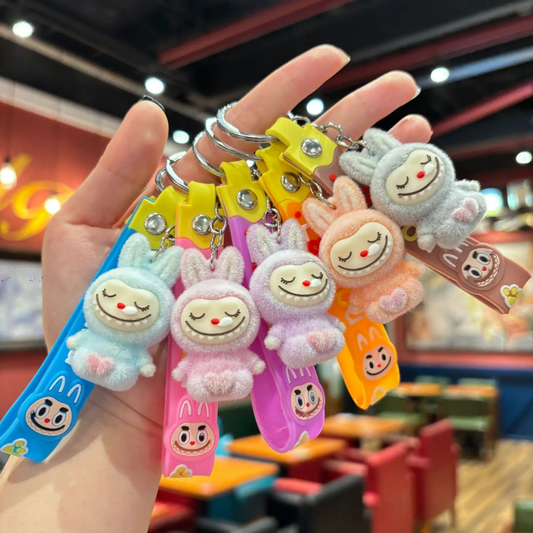 Sleepy Sitting Labubu Doll Keychain